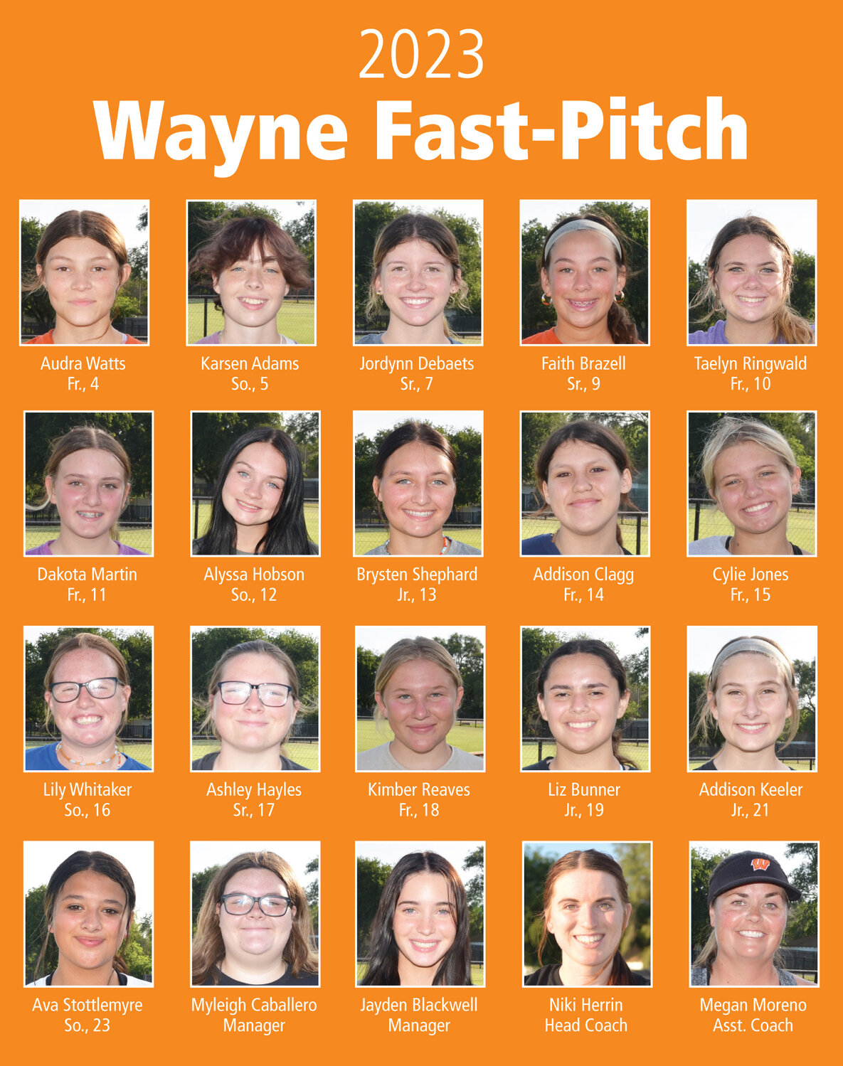 2023 Wayne FastPitch Roster Purcell Register